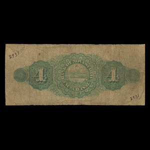 Canada, Banque Nouvelle-Écosse, 4 dollars : 1 juillet 1870