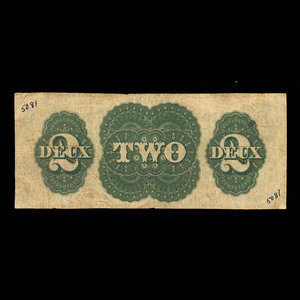 Canada, Banque Jacques-Cartier, 2 piastres : 2 janvier 1862