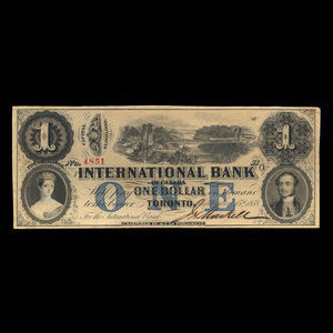 Canada, International Bank of Canada, 1 dollar : 15 septembre 1858