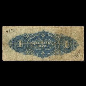 Canada, Mechanics Bank (Montréal), 4 dollars : 1 juin 1872