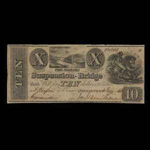 Canada, Niagara Suspension Bridge Bank, 10 dollars : 4 janvier 1841