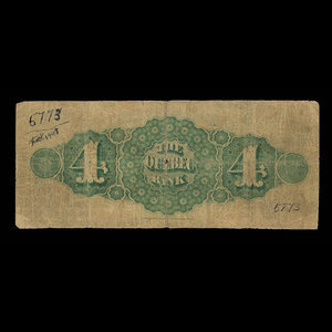 Canada, Banque de Québec, 4 dollars : 1 octobre 1870