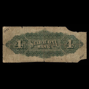 Canada, Stadacona Bank, 4 dollars : 2 avril 1874