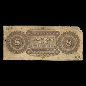 Canada, Summerside Bank of Prince Edward Island, 8 dollars : 22 janvier 1866