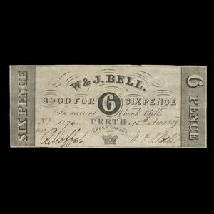 Canada, W. & J. Bell, 6 pence : 15 novembre 1839