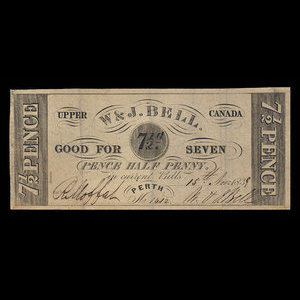 Canada, W. & J. Bell, 7 1/2 pence : 15 novembre 1839