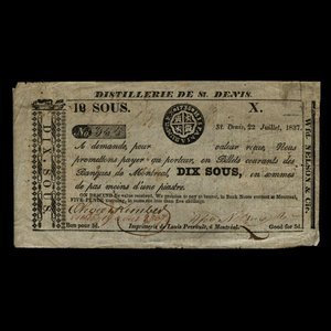 Canada, Wfd. Nelson & Cie., 10 sous : 22 juillet 1837