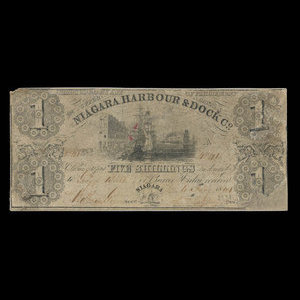 Canada, Niagara Harbour & Dock Co., 1 dollar : 4 janvier 1841