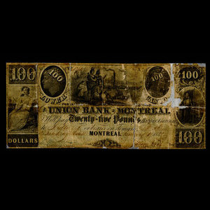 Canada, Union Bank of Montreal, 100 dollars : 1 janvier 1840