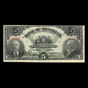 Canada, Banque de Montréal, 5 dollars : 3 septembre 1912