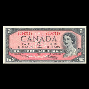 Canada, Banque du Canada, 2 dollars : 1954