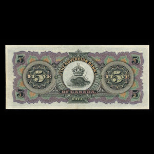 Canada, Sovereign Bank of Canada, 5 dollars : 1 mai 1902