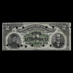 Canada, Dominion du Canada, 2 dollars : 2 juillet 1887