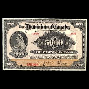 Canada, Dominion du Canada, 5,000 dollars : 2 janvier 1924