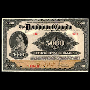 Canada, Dominion du Canada, 5,000 dollars : 2 janvier 1924