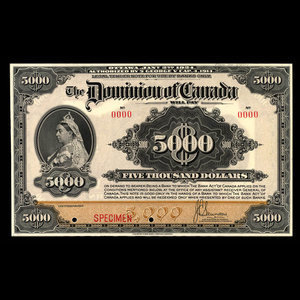 Canada, Dominion du Canada, 5,000 dollars : 2 janvier 1924