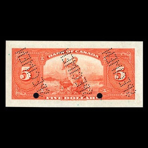 Canada, Banque du Canada, 5 dollars : 1935