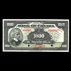 Canada, Banque du Canada, 1,000 dollars : 1935