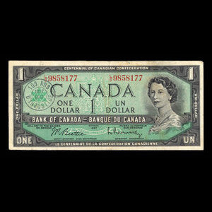 Canada, Banque du Canada, 1 dollar : 1967