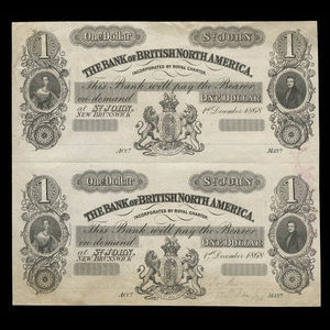 Canada, Bank of British North America, 1 dollar : 1 décembre 1868