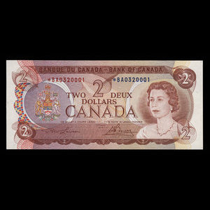 Canada, Banque du Canada, 2 dollars : 1974