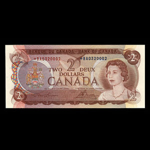 Canada, Banque du Canada, 2 dollars : 1974