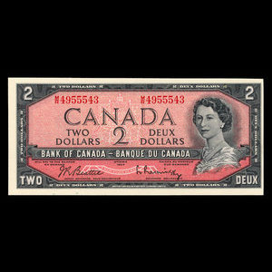 Canada, Banque du Canada, 2 dollars : 1954