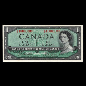 Canada, Banque du Canada, 1 dollar : 1954