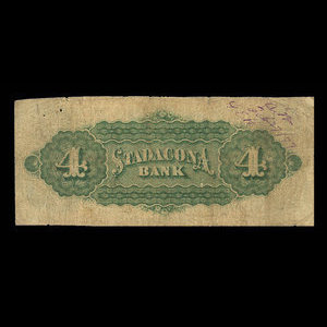 Canada, Stadacona Bank, 4 dollars : 2 avril 1874