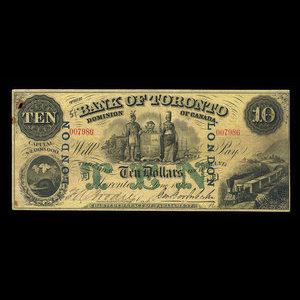 Canada, Bank of Toronto (The), 10 dollars : 1 juin 1892