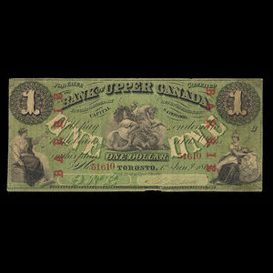 Canada, Bank of Upper Canada (York), 1 dollar : 1 janvier 1861