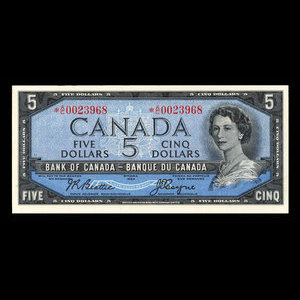 Canada, Banque du Canada, 5 dollars : 1954