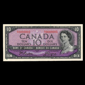 Canada, Banque du Canada, 10 dollars : 1954