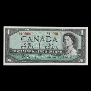 Canada, Banque du Canada, 1 dollar : 1954