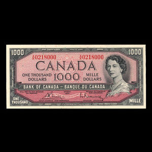 Canada, Banque du Canada, 1,000 dollars : 1954