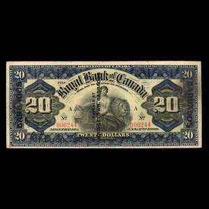 Barbade, Banque Royale du Canada, 20 dollars : 2 janvier 1909