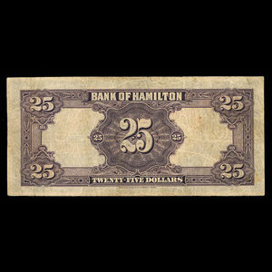 Canada, Bank of Hamilton, 25 dollars : 1 mars 1922