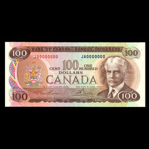 Canada, Banque du Canada, 100 dollars : 1975