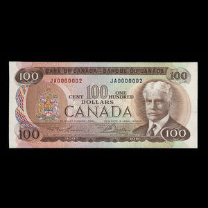 Canada, Banque du Canada, 100 dollars : 1975