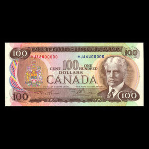 Canada, Banque du Canada, 100 dollars : 1975