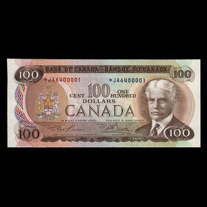 Canada, Banque du Canada, 100 dollars : 1975