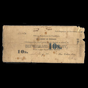 Canada, William Price & Fils, 10 shillings : 10 novembre 1853