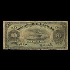 Canada, Metropolitan Bank (The), 10 dollars : 5 novembre 1902