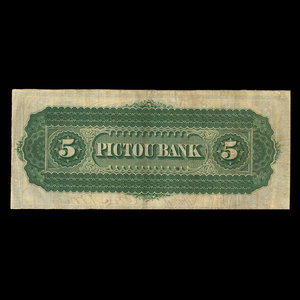 Canada, Pictou Bank, 5 dollars : 2 janvier 1874