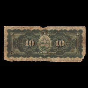 Canada, Bank of Ottawa (The), 10 dollars : 1 août 1913