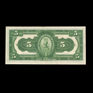 Canada, Standard Bank of Canada, 5 dollars : 2 janvier 1919