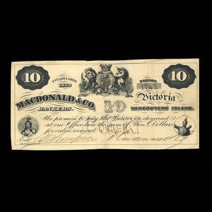 Canada, Macdonald & Company Bankers, 10 dollars : 6 septembre 1863