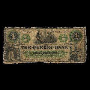 Canada, Banque de Québec, 4 dollars : 2 janvier 1863