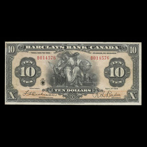 Canada, Barclays Bank, 10 dollars : 3 septembre 1929