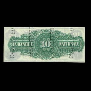 Canada, La Banque Nationale, 10 dollars : 2 janvier 1873